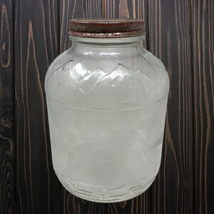 Vintage Duraglas Coffee Jar No Label Embossed Mountains Farmhouse Cottage
